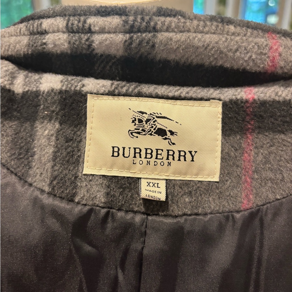 Burberry Charcoal and Red Checkered Jacket